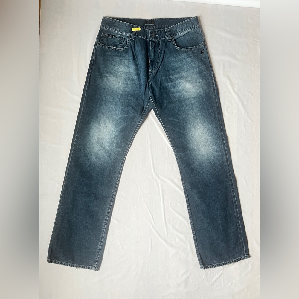 Calvin Klein Jeans 1978 8th Div Dark Wash blue Distressed Hem W36 Relaxed Fit